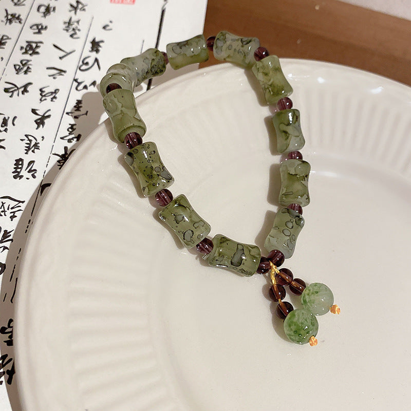 Wholesale Tide Elegant Pearl Crystal Jade Double Circle Bracelet Niche Personality Bracelet Fashion High Sense Bracelet