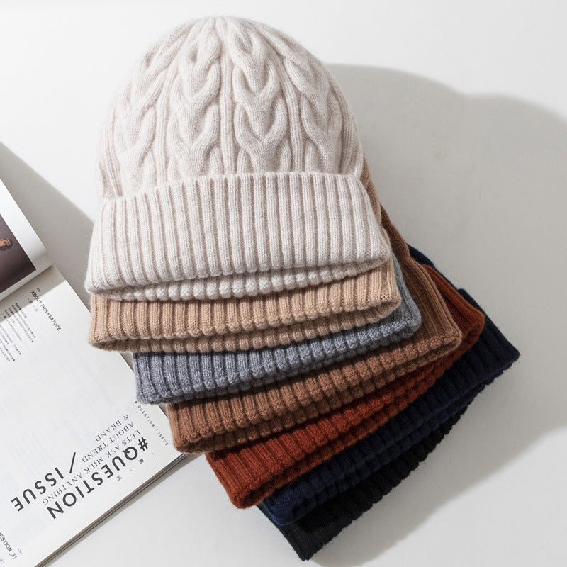 Wholesale Autumn and Winter Thick Warm Sheep Wool Beanie