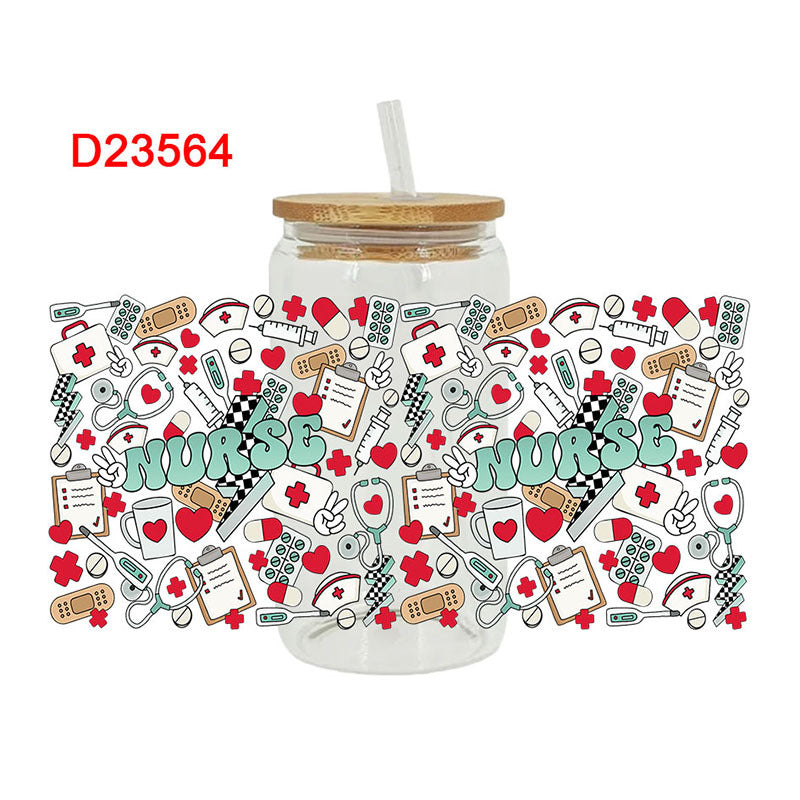Wholesale Cartoon Colorful Medical 16oz Cup UV DTF Wraps
