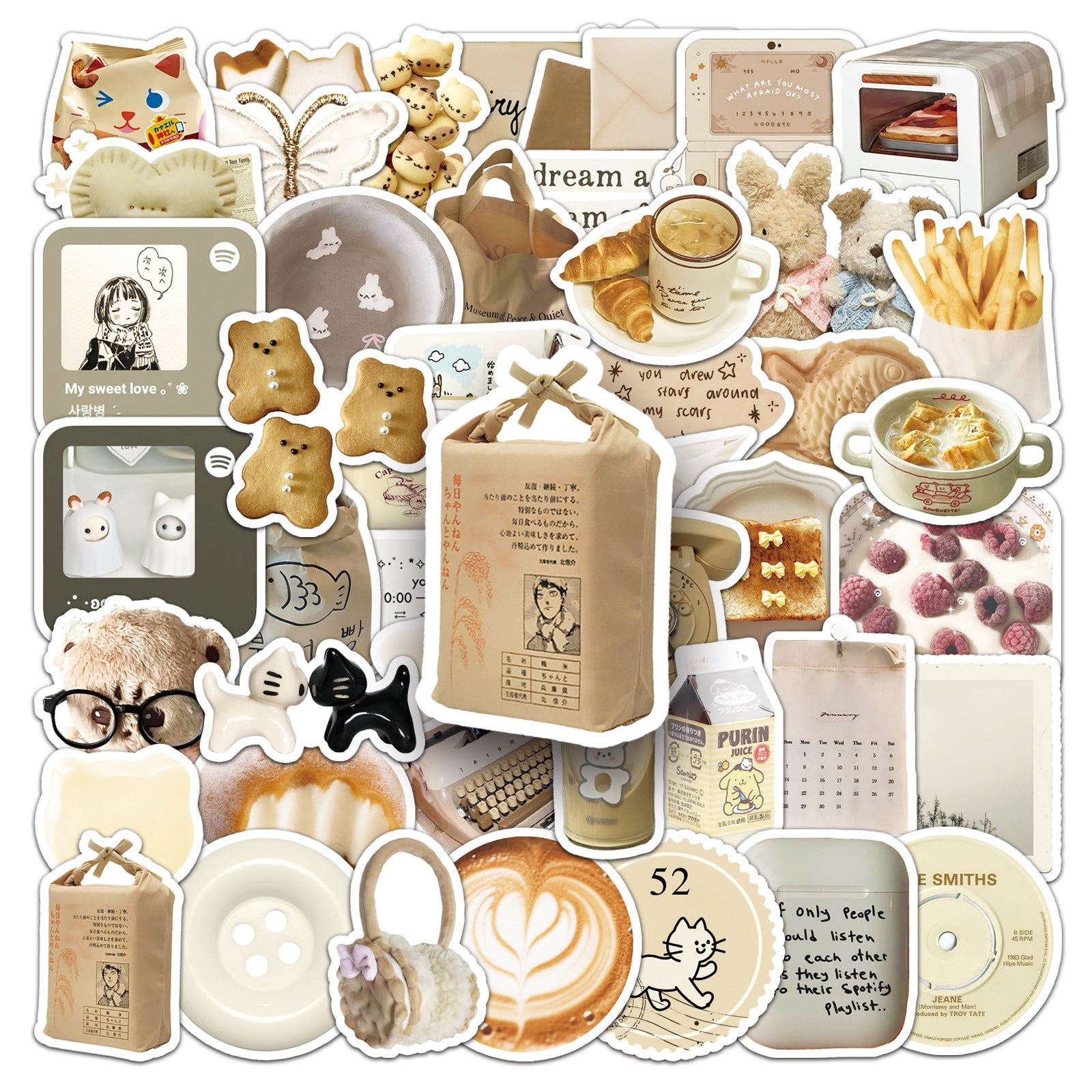 Wholesale 50 Cartoon Oat Latte Dessert Doodle Stickers