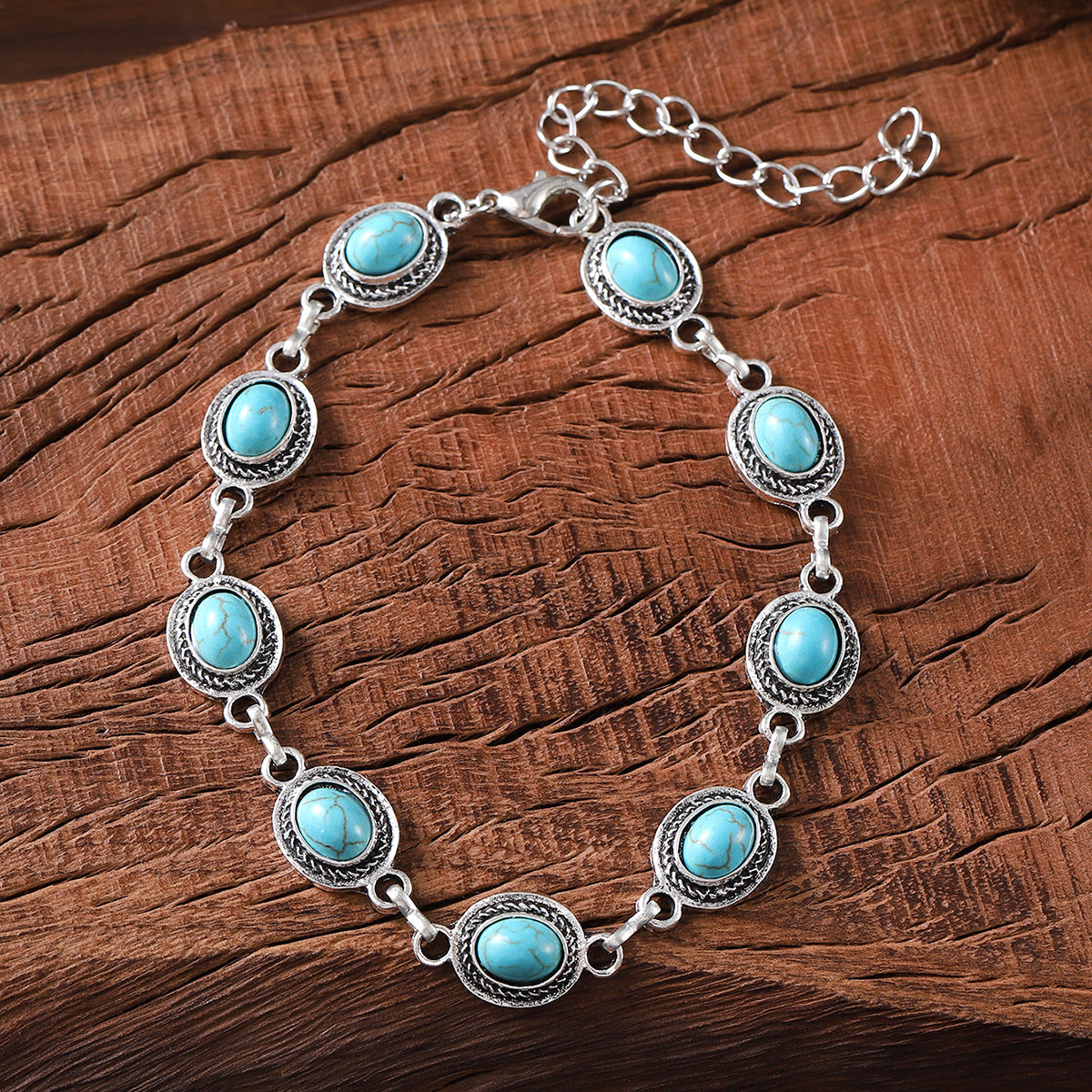 Wholesale Bohemian vintage turquoise inlaid bracelet
