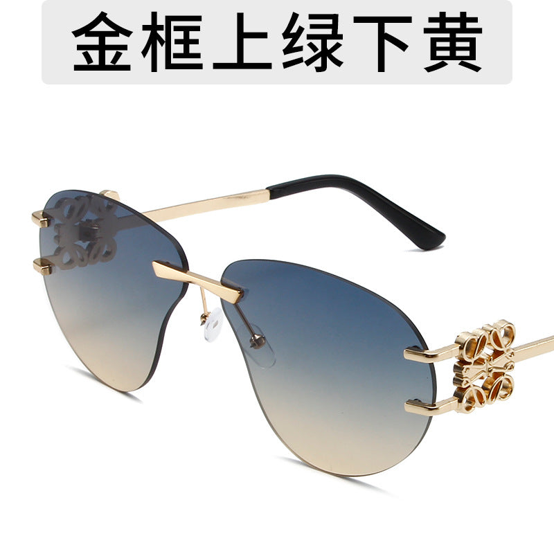 Wholesale Metal Frameless Shaped Sunglasses  Gradient Hip Hop Punk Sunglasses Suitable for Riding Cool Glasses