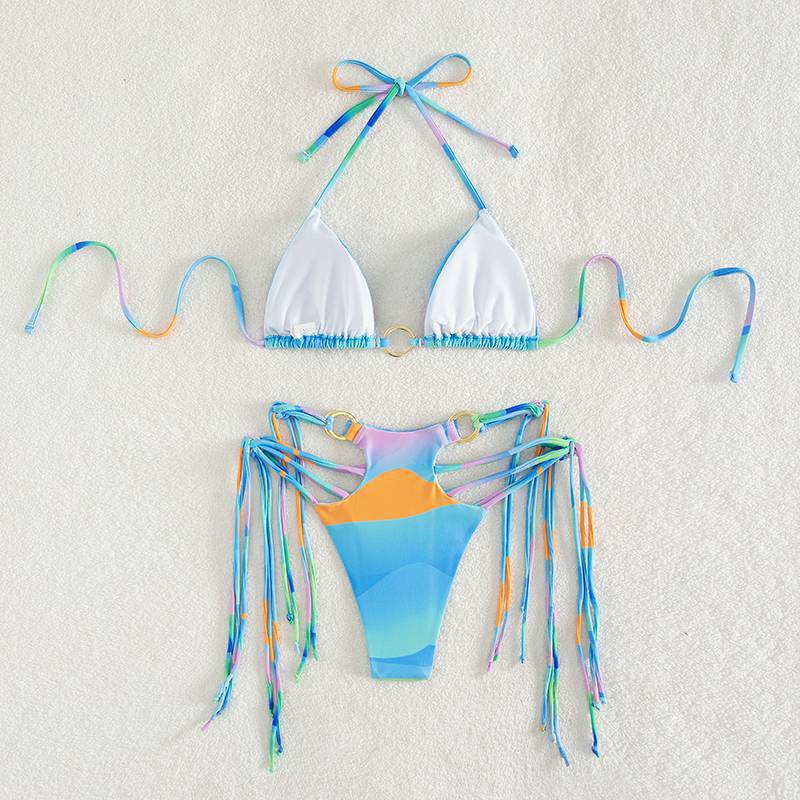Wholesale Gradient Tassel Two-Piece Bikini Swimsuit