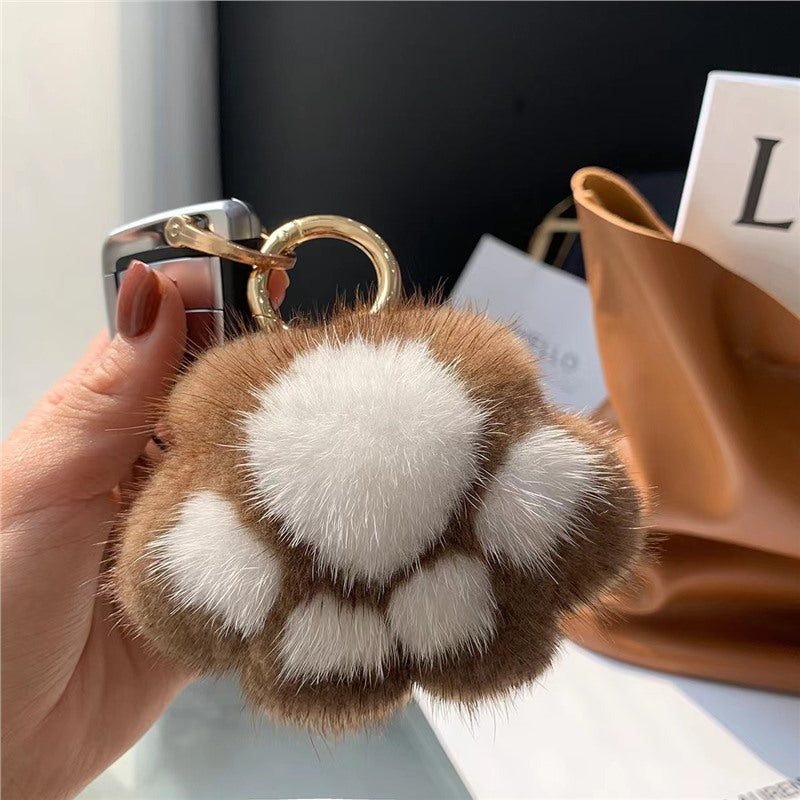 Wholesale 5pcs Paw Plush Pendant Cute Cat Keychain