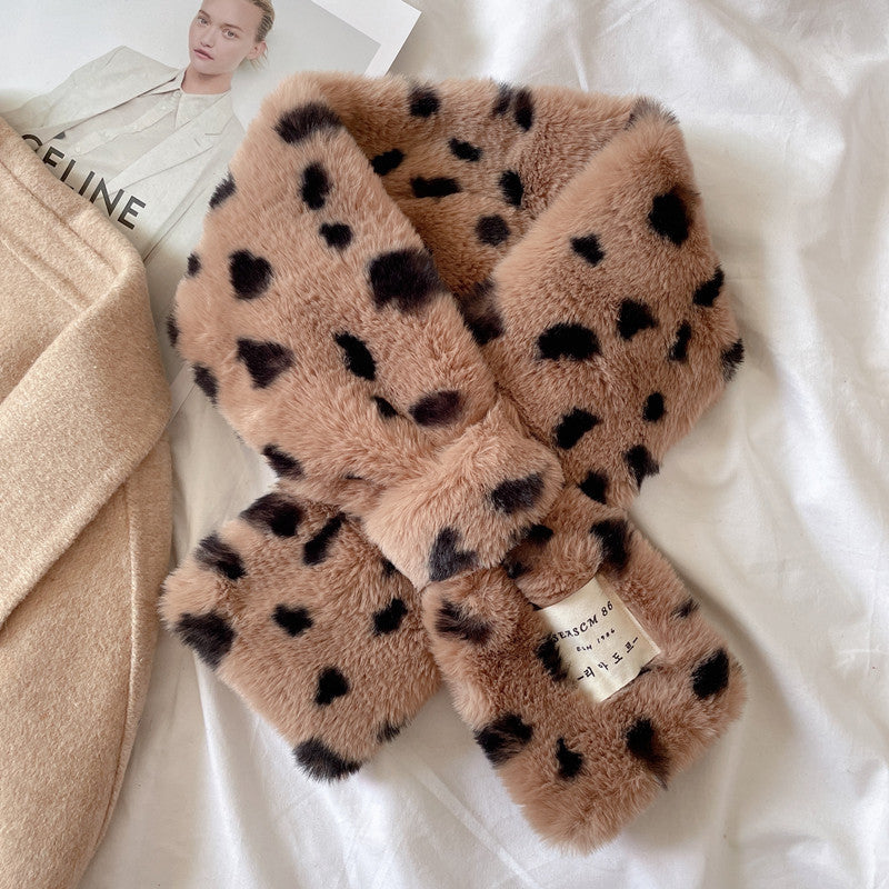Wholesale Autumn and Winter Leopard Print Thickened Warm Fur Scarves