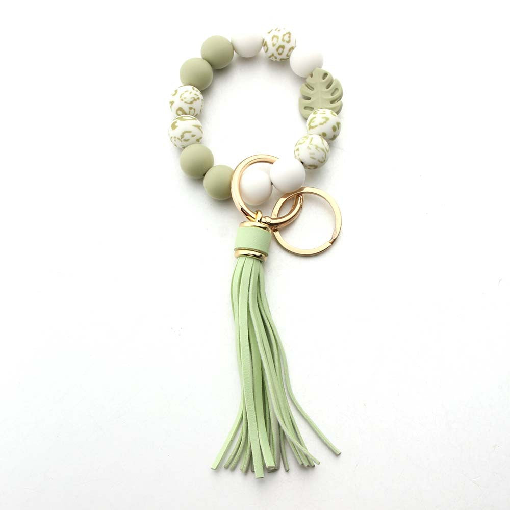 Wholesale Handmade Silicone Bead Monstera Leaf Bracelet Keychain Bag Charm