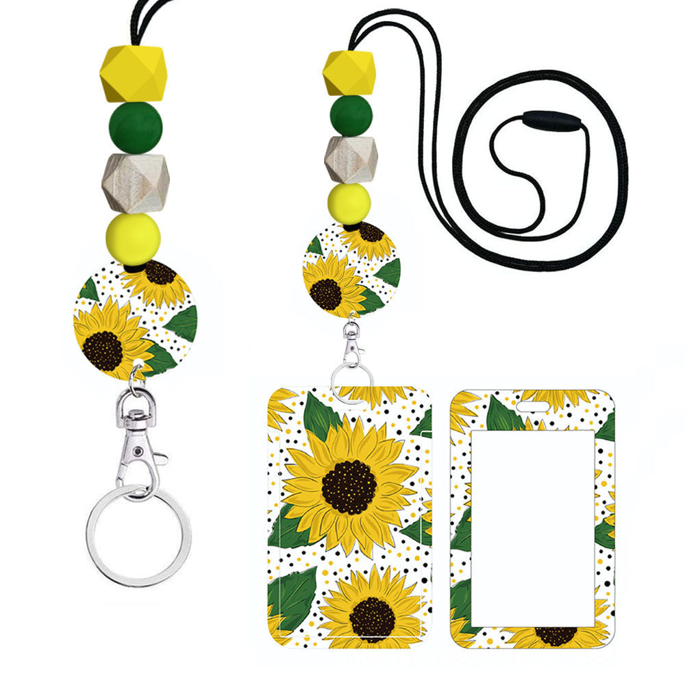 Wholesale Hand Painted Rainbow Printed Acrylic Beaded Badge Scroll Card Holder Keychain