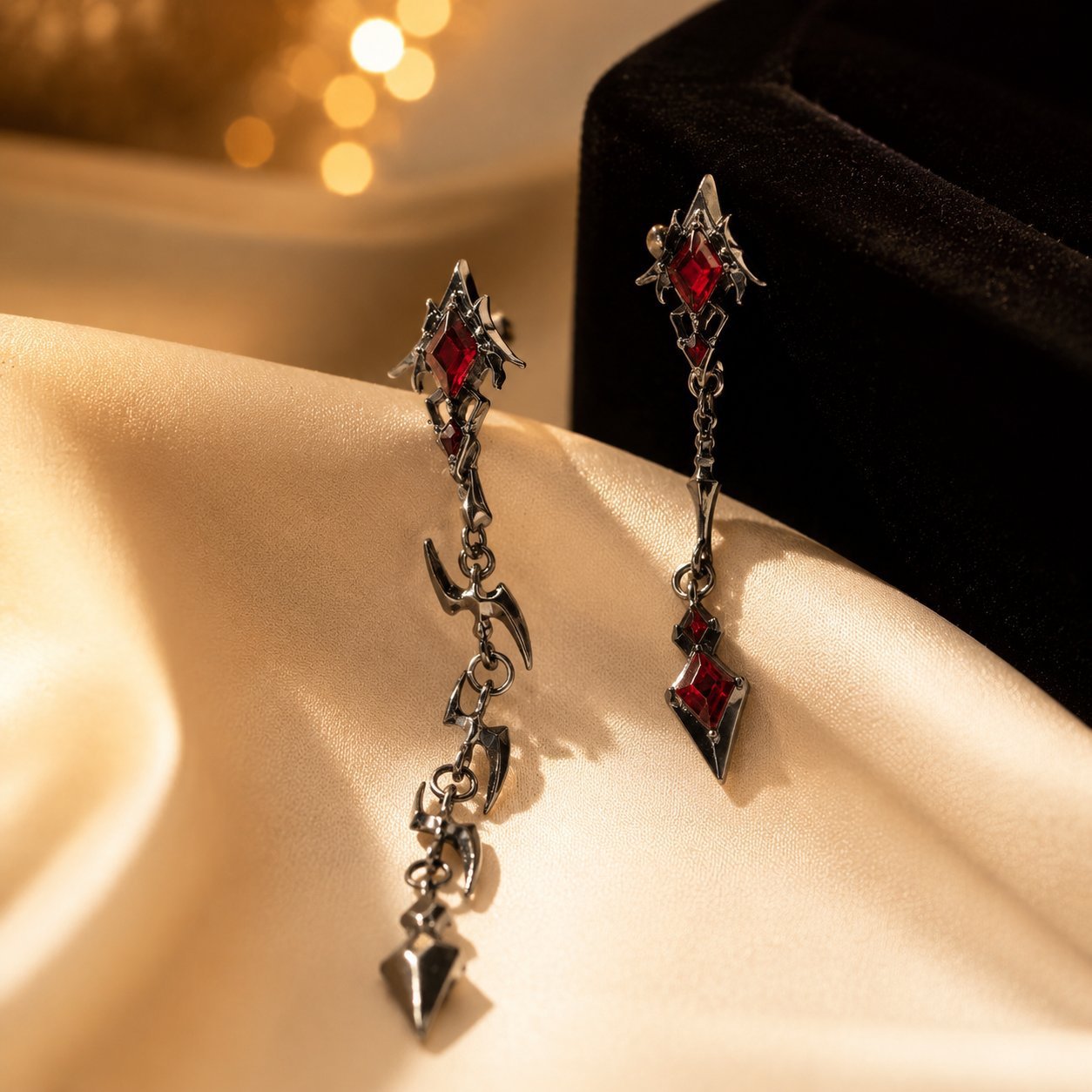 Wholesale Gothic Style  Alloy Earrings Red Heart Cross Design Party Wear Jewelry Accessory