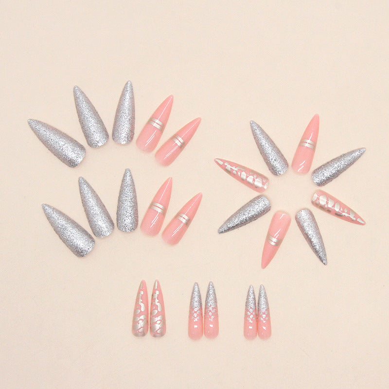 Wholesale Long pointed glittering leopard print gold foil lines leopard print spot wear armor