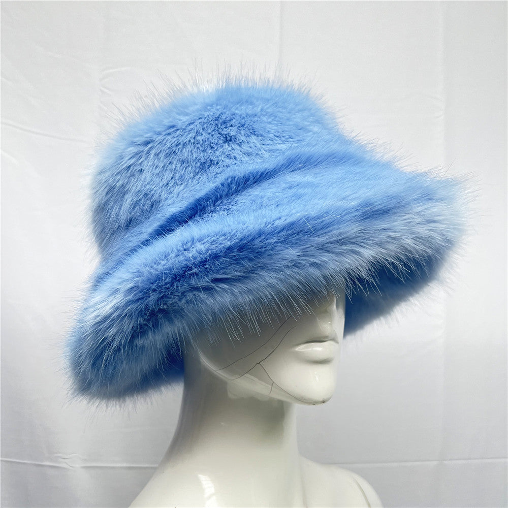 Wholesale Colorful Plush Imitation Fur Bucket Hat