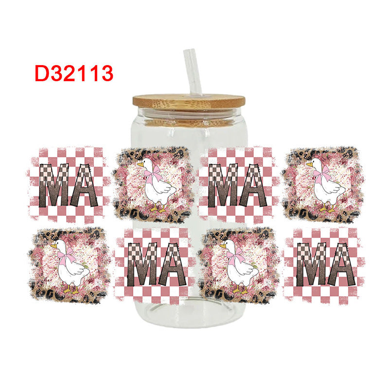 Wholesale Flower Bow Mother's Day  16oz Cup UV DTF Wraps