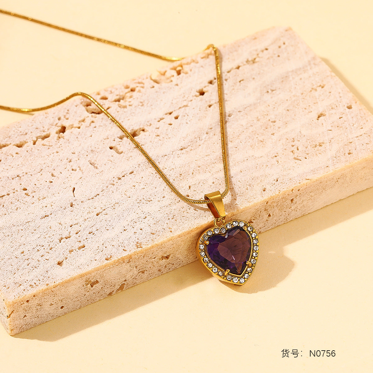 Wholesale Stainless steel diamond inlaid necklace for women