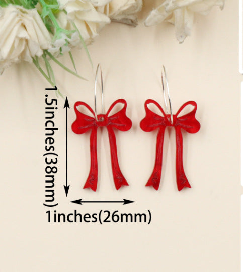 Wholesale Cute colorful spray-painted bow earrings