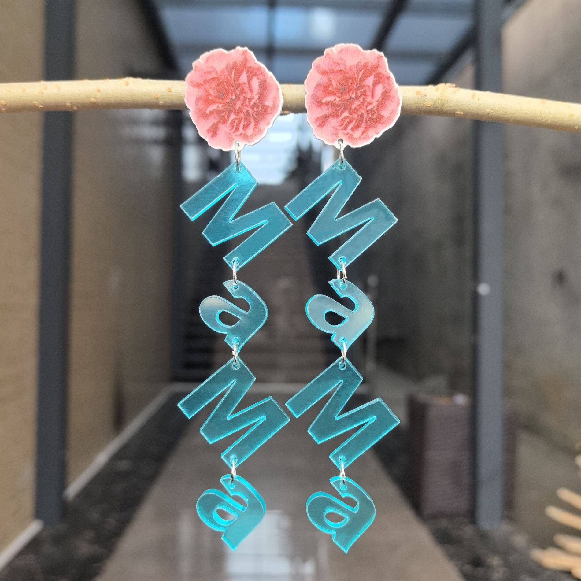 Wholesale 2PCS/Pack flower color transparent candy color mother's day acrylic letter earrings holiday gift earrings