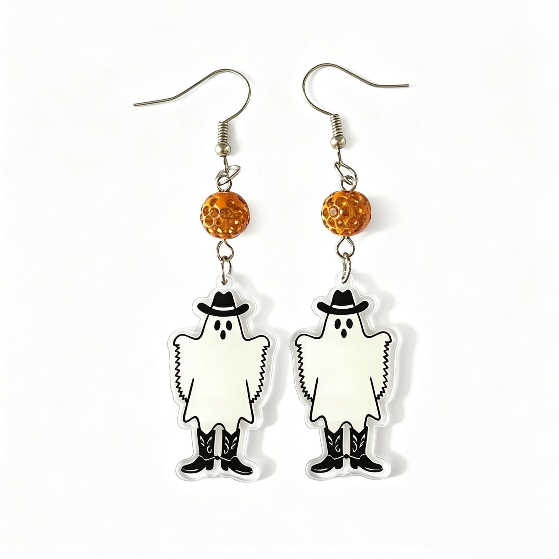 Wholesale Acrylic  Ghost Earrings Trendy Cartoon Cowboy Ghost Dangle Earrings For Party Wear And Boutique Resale