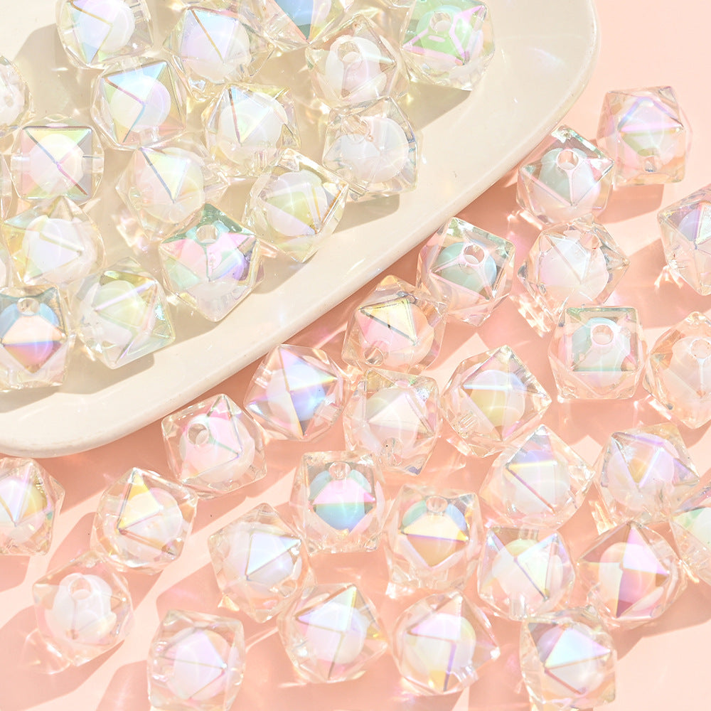 Wholesale 10pcs15MM Electroplated Colorful Acrylic Diamond Beads