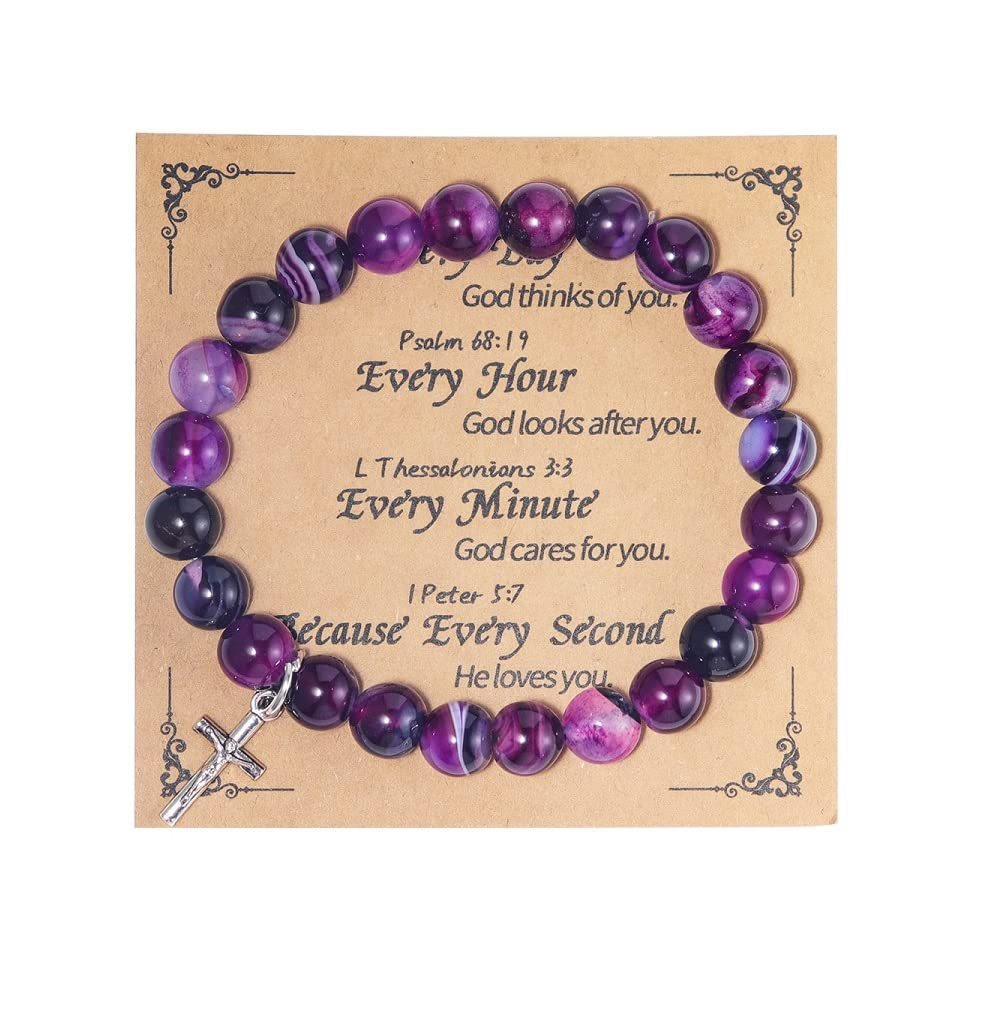 Wholesale Pink Zebra Stripe Amethyst Cross Bracelet