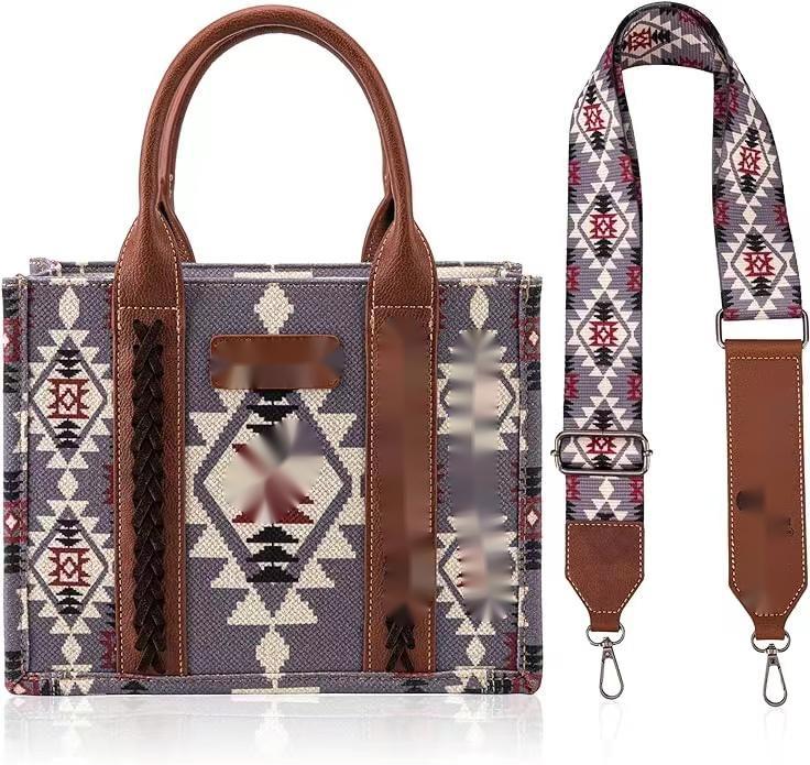 Wholesale Bohemian Canvas Single Shoulder Diagonal Cross Bag Vintage Aztec Ethnic Style Tote Bag