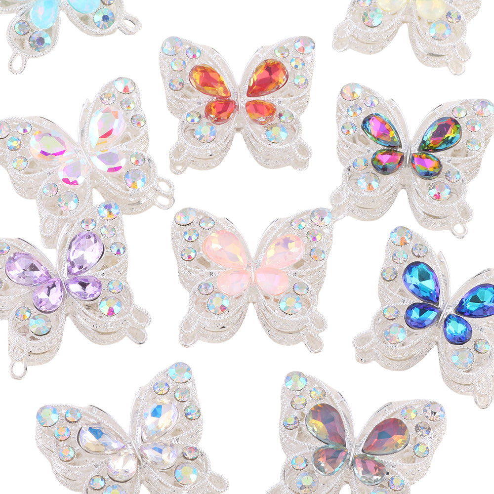 Wholesale 10pcs double-sided alloy butterfly crystal diamond beads