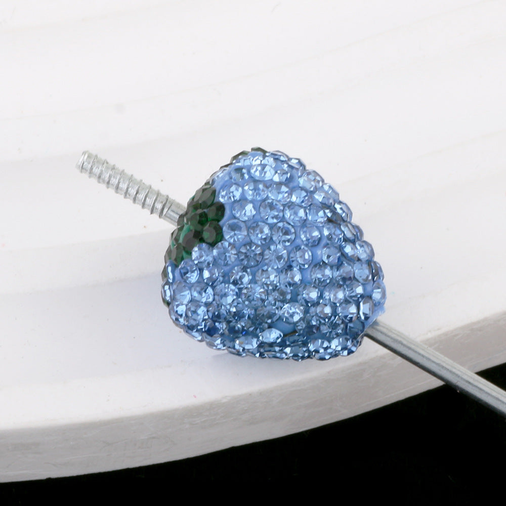 Wholesale 5pcs Colorful Strawberry Ball Diamond Ball Can Thread Straight Holes DIY Beads