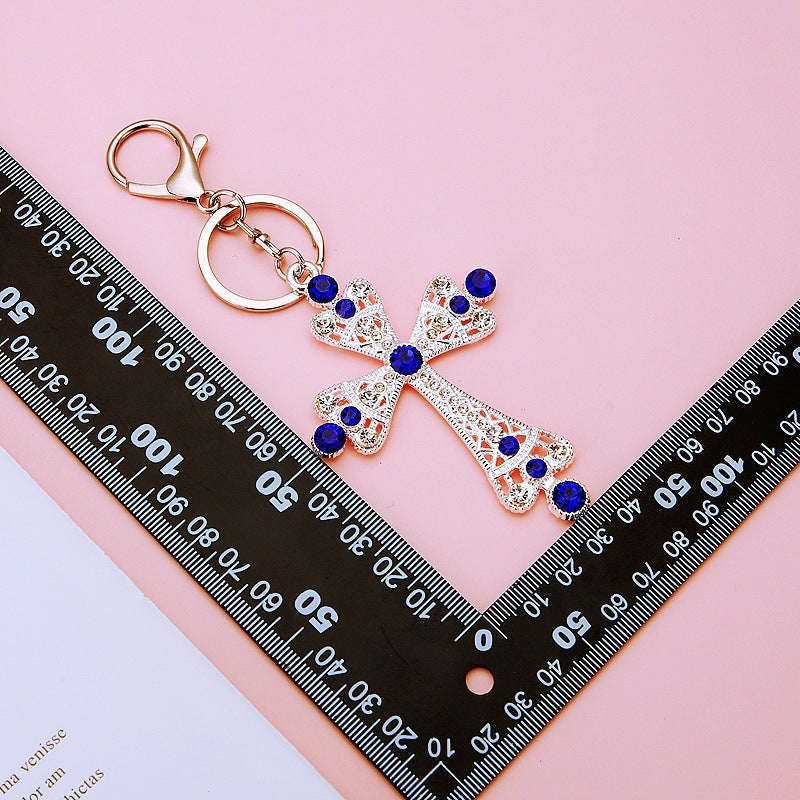 Wholesale Metal Crystal Four Leaf Clover Keychain Rhinestone Bag Charm Car Key Ring Fashion Accessory