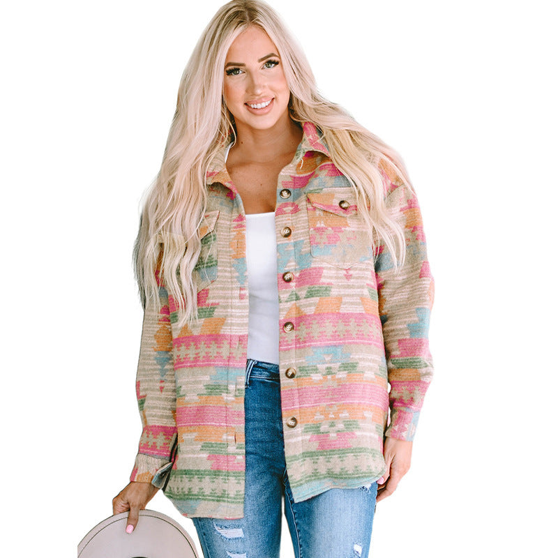 Wholesale Western Print Single Breasted Simple Fashion Jacket