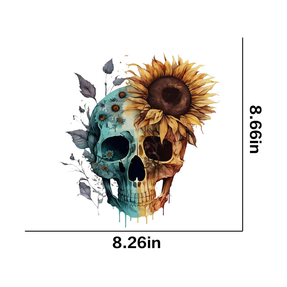 Wholesale 10pcs Colorful Flower Skull UV DTF Ready to Press Transfers Wraps