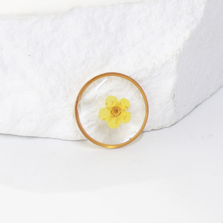 Wholesale 10pcs Round Dried Flower Gold and Silver Colorful Small Flower Stainless Steel Bracelet
