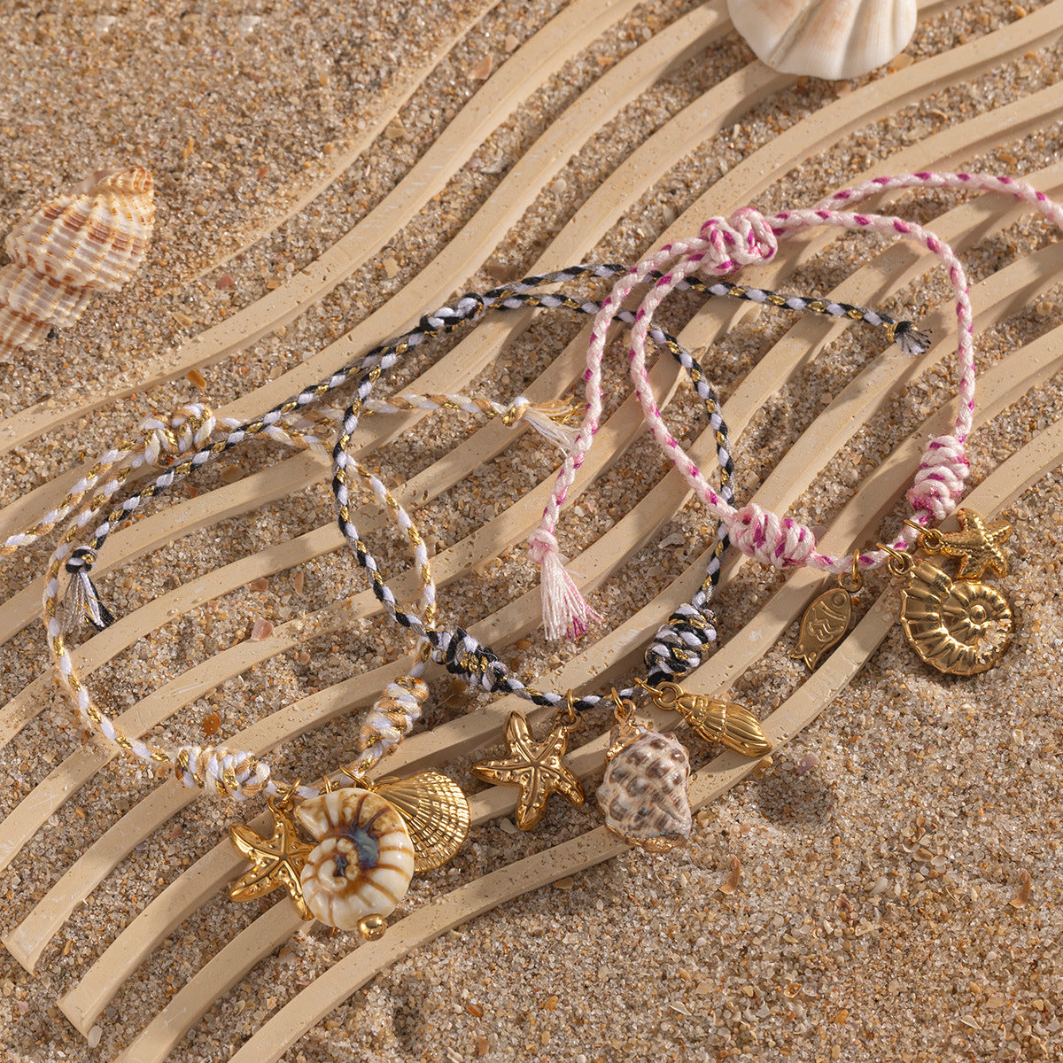 Wholesale Taina' s New Creative Ocean Series Stainless Steel Bracelet Girls Ceramic Conch Titanium Steel Pendant Shell Hand Jewelry