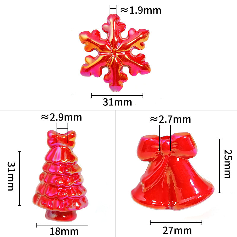 Wholesale Random 100pcs/pack Christmas tree bells and snowflake beads Acrylic Beads