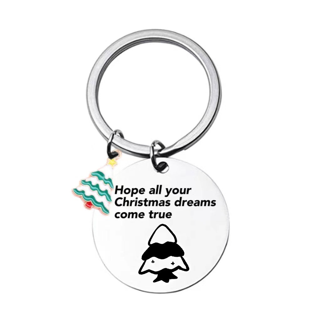 Llavero de árboles de Navidad de acero inoxidable al por mayor