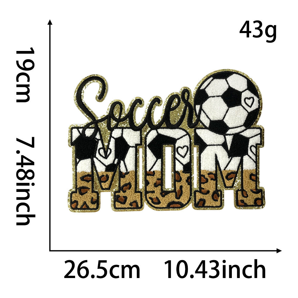 Wholesale Casual Towel Embroidered Sports Mom Patch For Coats Football Soccer Basketball Design DIY Sewing Accessory