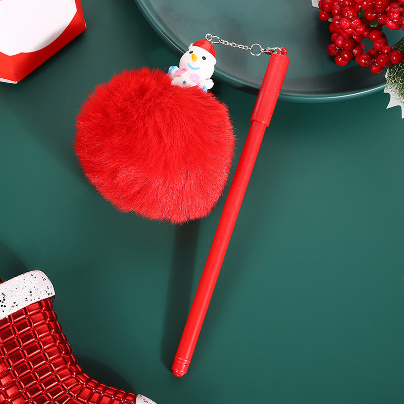 Wholesale Cartoon Christmas Santa Claus Christmas Tree Fur Ball Ballpoint Pen