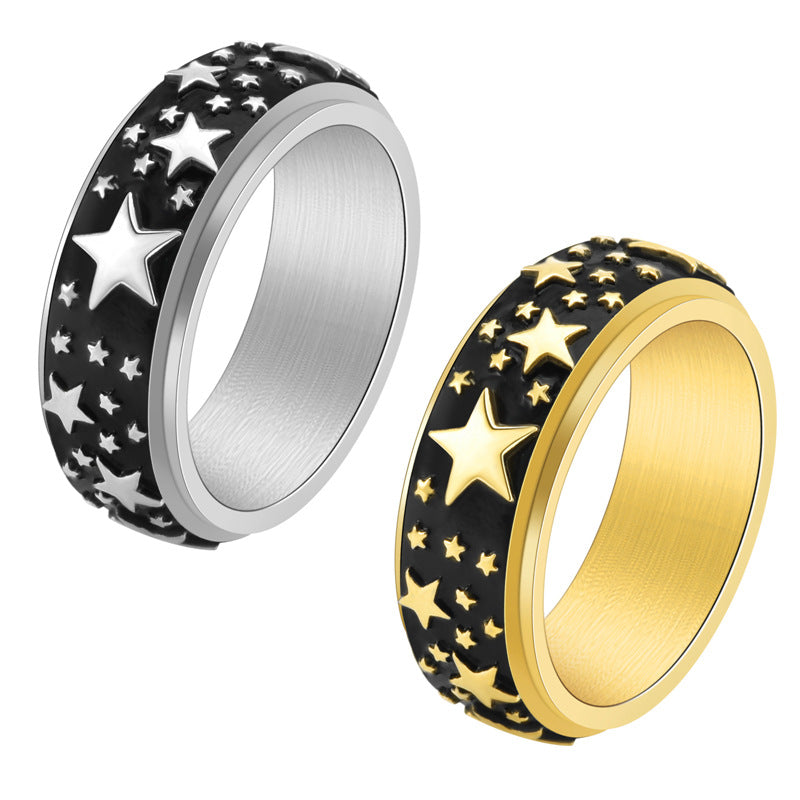 Wholesale Personalized Five-pointed Star Titanium Steel Rotatable Ring