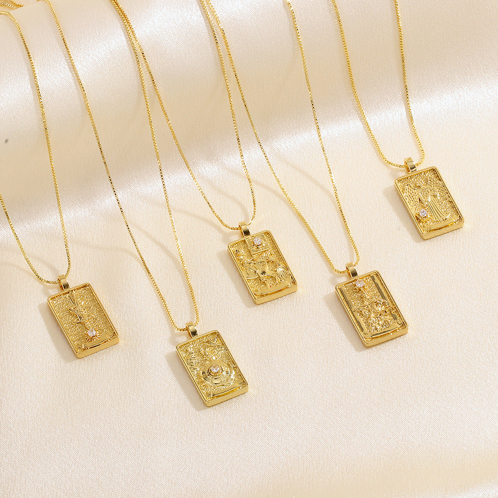 Wholesale Punk Hip Hop Diamond Square Necklace