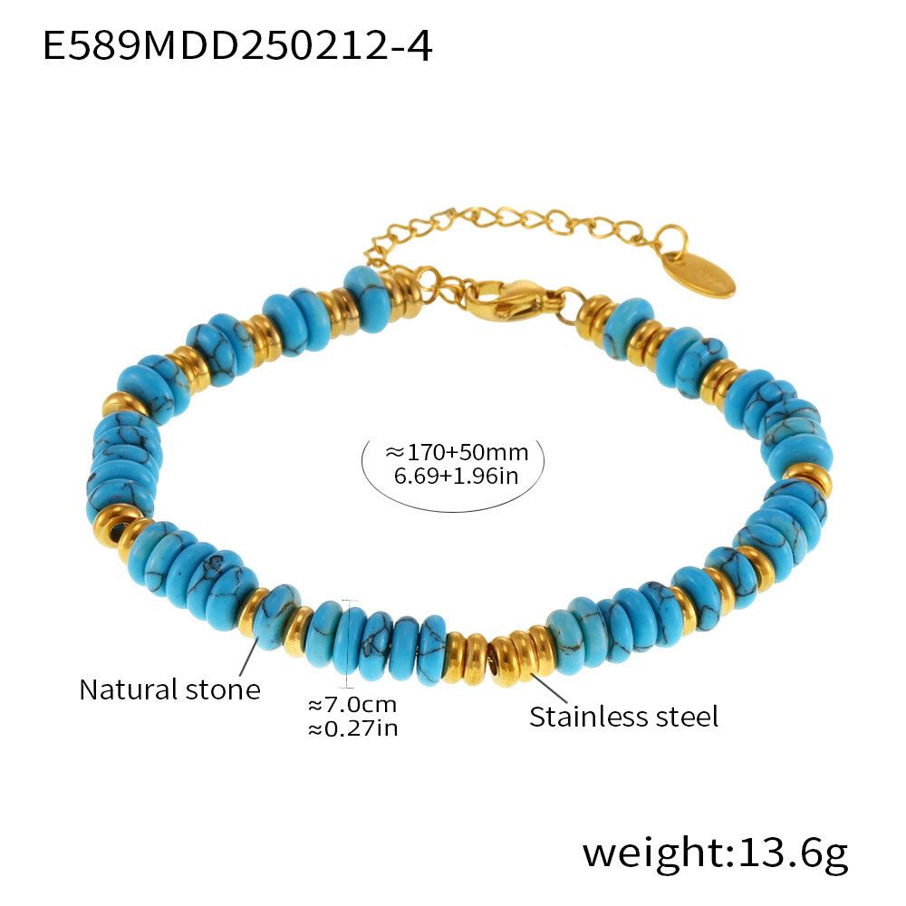 Wholesale Abacus Bead Titanium Steel Gold Plated Bracelet