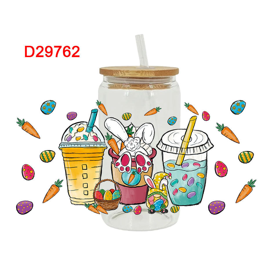 Wholesale Colorful Cartoon Bunny 16oz Cup UV DTF Wraps