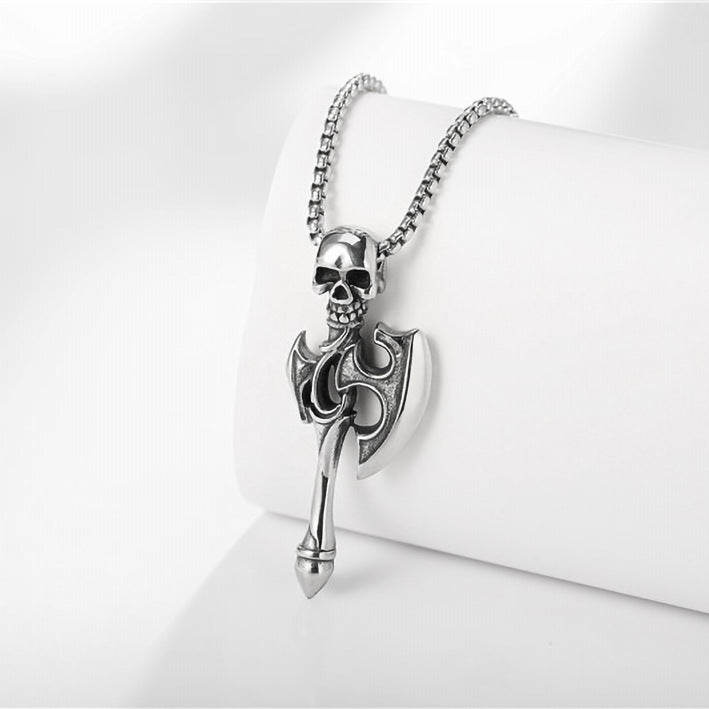 Wholesale Solid men's domineering axe vintage necklace
