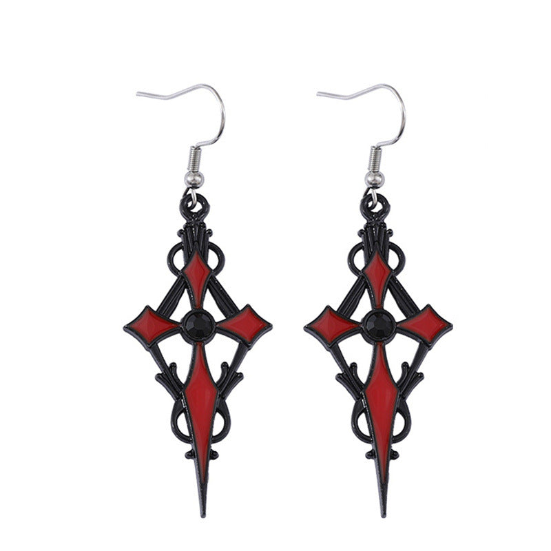 Wholesale Dark Punk Style  Cross Vampire Earrings