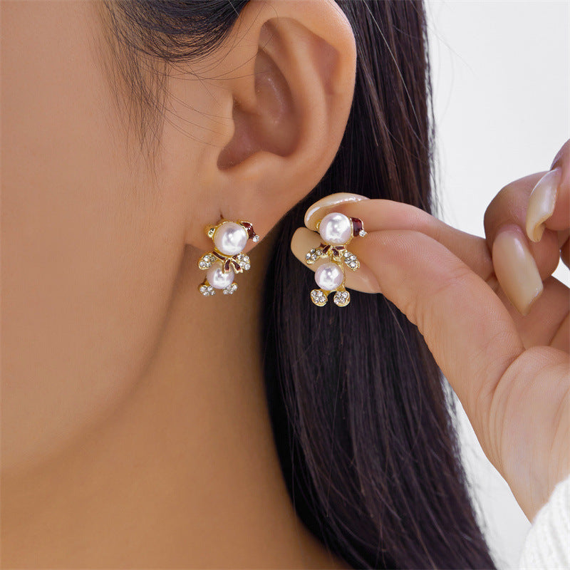 Wholesale Christmas light string reindeer and rhinestone snowman earrings