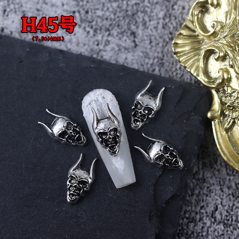 Wholesale Ancient Silver Alloy Angel Skull Nail Art Charms For  Dark Retro Style