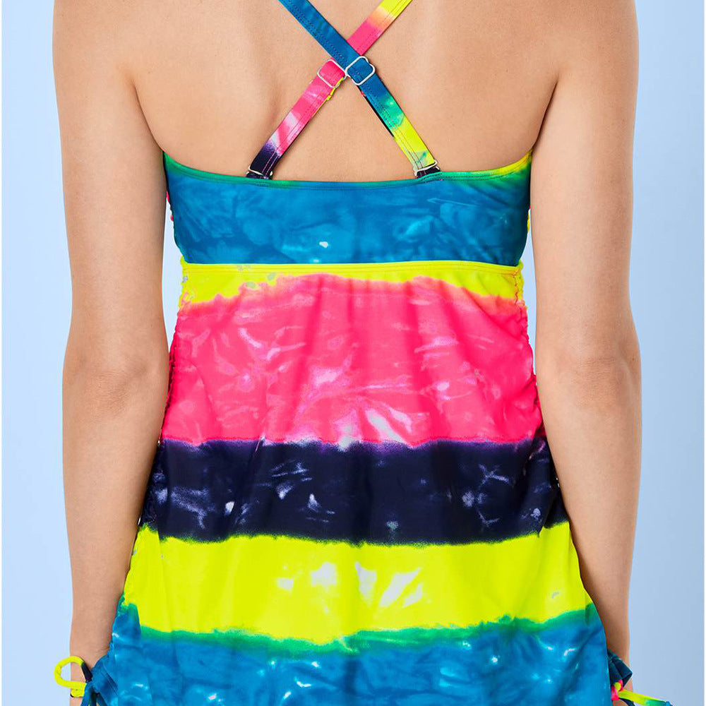 Wholesale Ombre Vibrant Stripes Plus Size One Piece Swimwear
