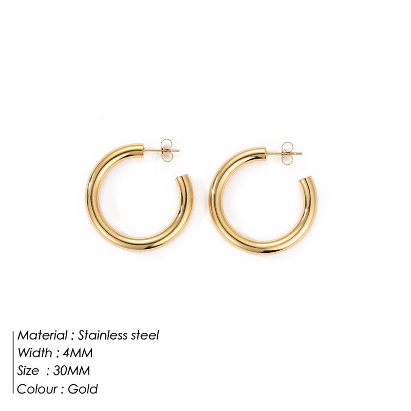 Wholesale C Shape Personality Stainless Steel Earrings