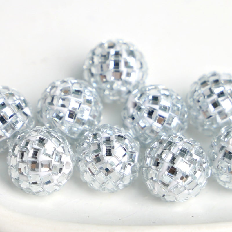 Wholesale 5pcs Electroplated Gold and Silver Patch Disco Clay Beads