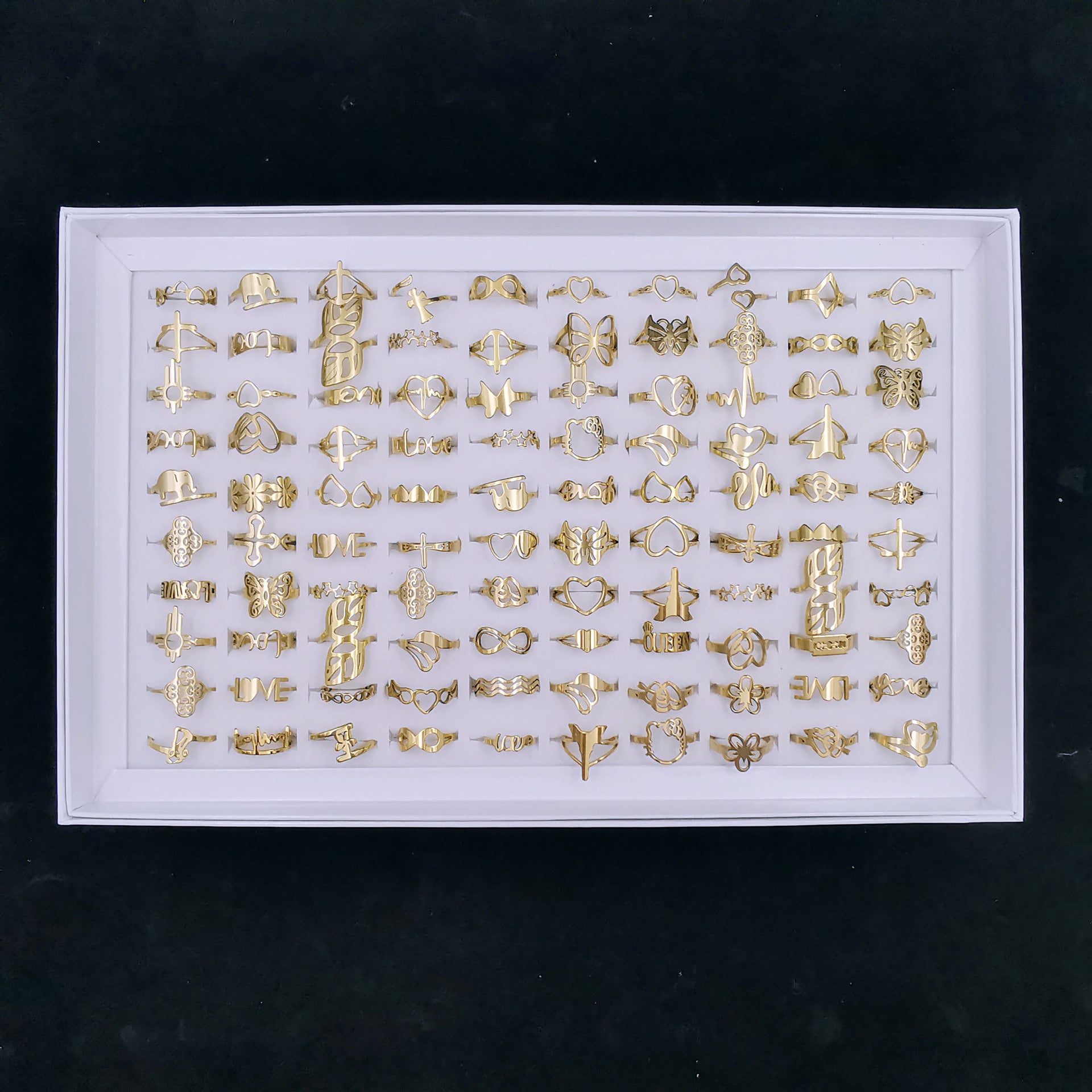 Anillo de estilo al azar de acero inoxidable de 20 piezas al por mayor