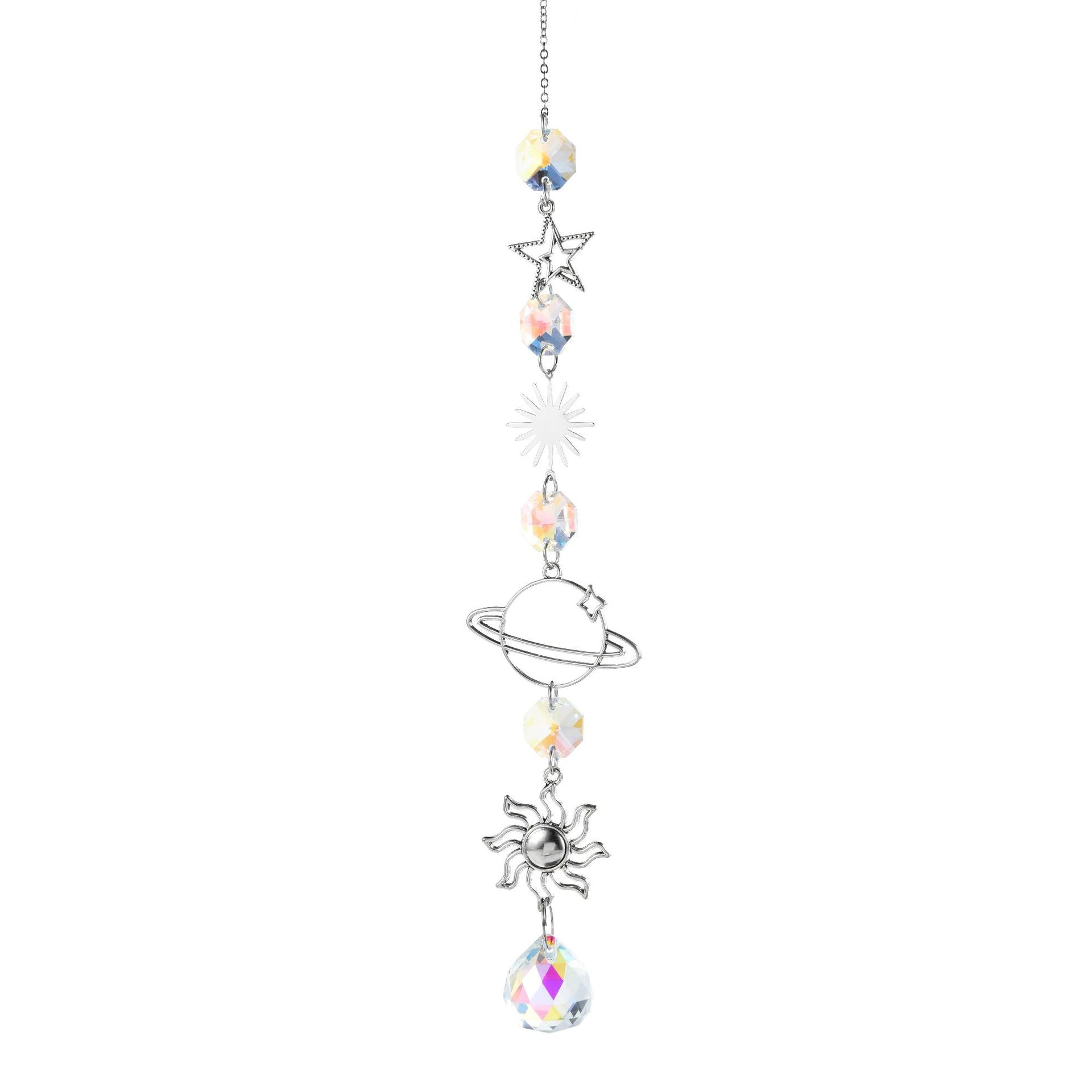 Wholesale silver series crystal wind chimes stars moon sun catcher