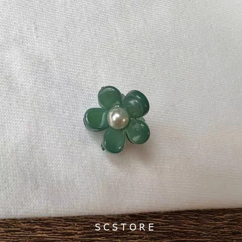 Wholesale Sparkling Flower Color Diamond Pearl Mini Hair Clip