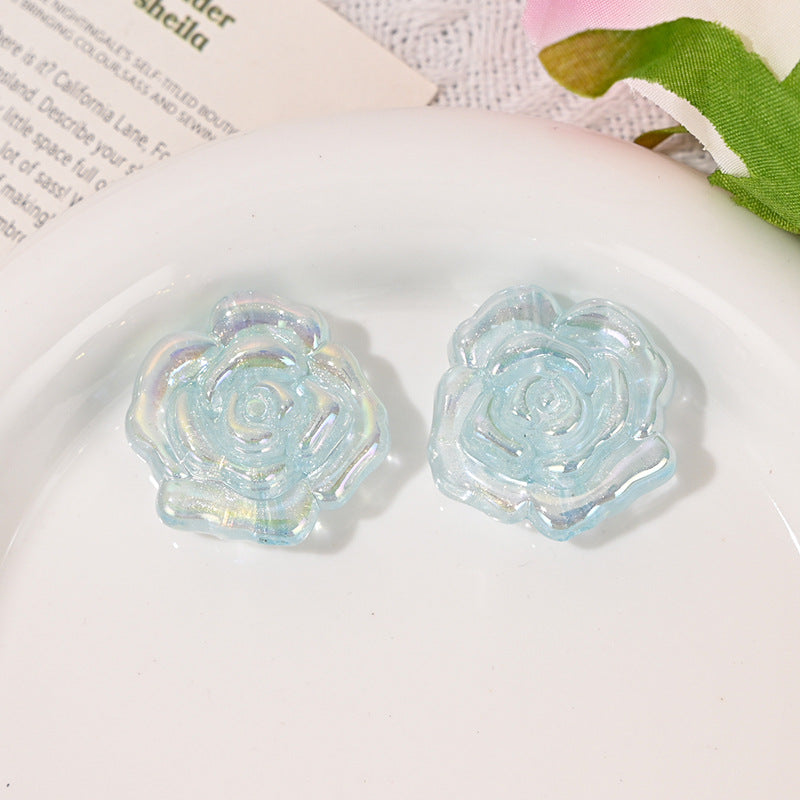 Wholesale 10pcs/pack Luminous Rose Loose Beads Plated Rose Beads