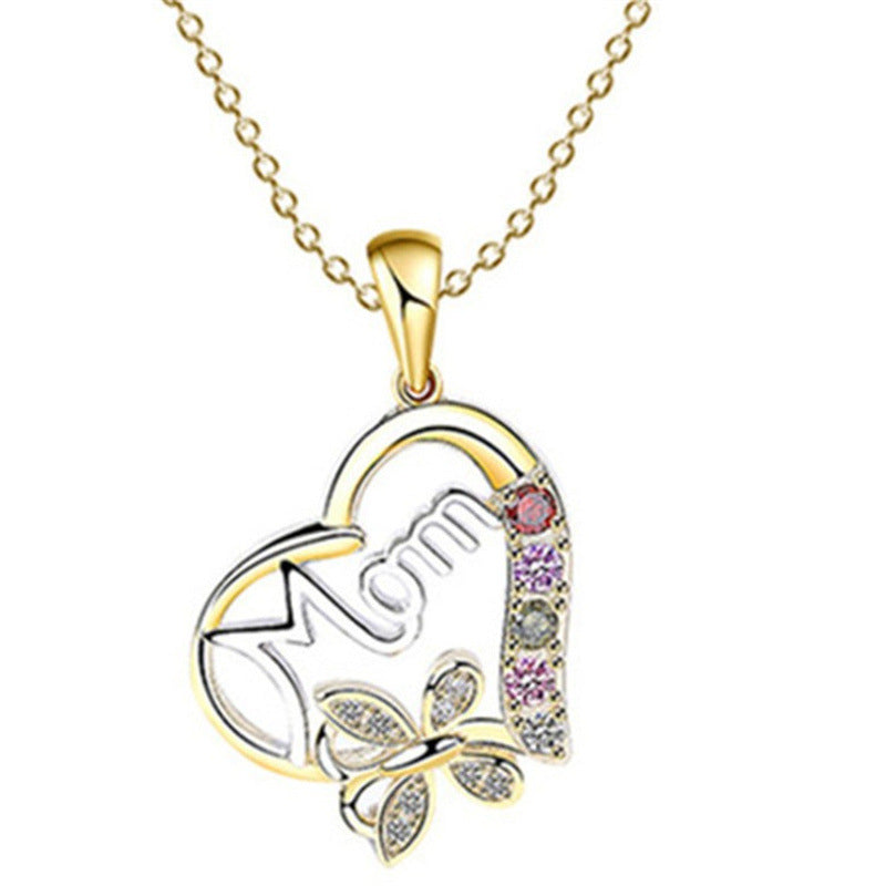 Wholesale Mother's Day ILoveYou Diamond Butterfly Openable Necklace