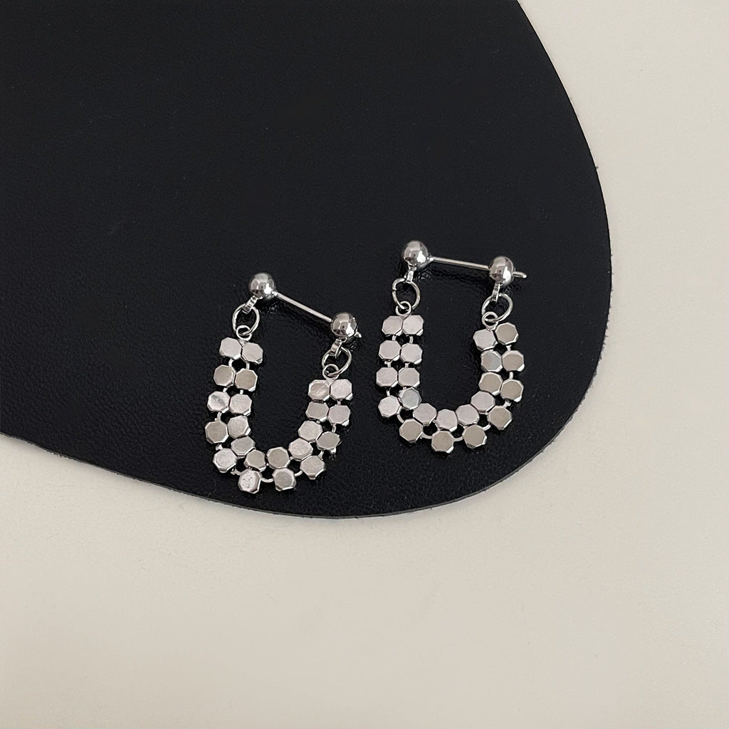 Wholesale Retro geometric metallic irregular earrings